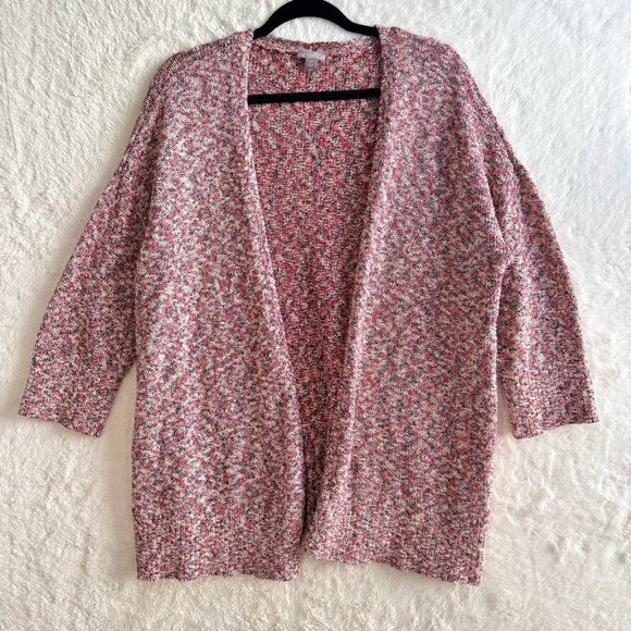 J. Jill Sweaters - J. Jill Cardigan Women's XL Red Cotton Blend Knit Open Grandmacore Casual Boho